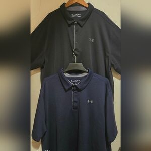 Bundle Of Two! 3X Under ARMOUR Loose Fit. Navy & BLK Breathable Nwot Polo's